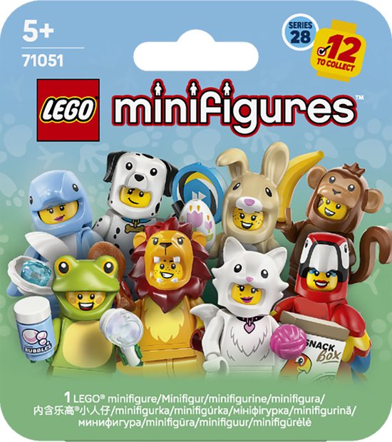 LEGO® Minifiguren Serie 28: Dierenkostuums - Verrassingsdoosje - 1 van de 12 Dierenfiguren Waaronder een Aap, Leeuw, Kikker en Konijn - Cadeautip voor Kinderen Vanaf 5 Jaar - 71051 van Merkloos