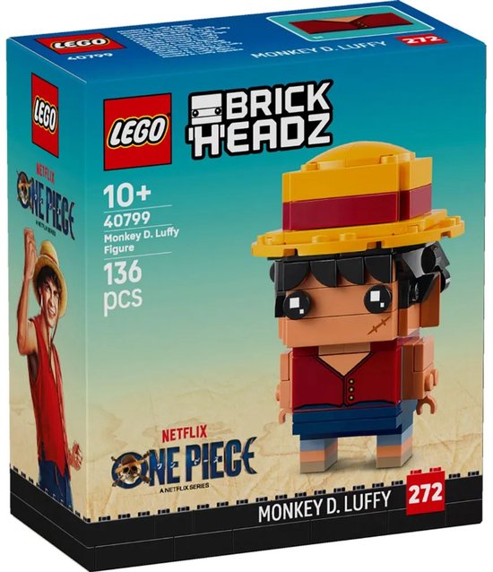 LEGO Netflix One Piece Brickheadz 40799 - Monkey D. Luffy van Merkloos