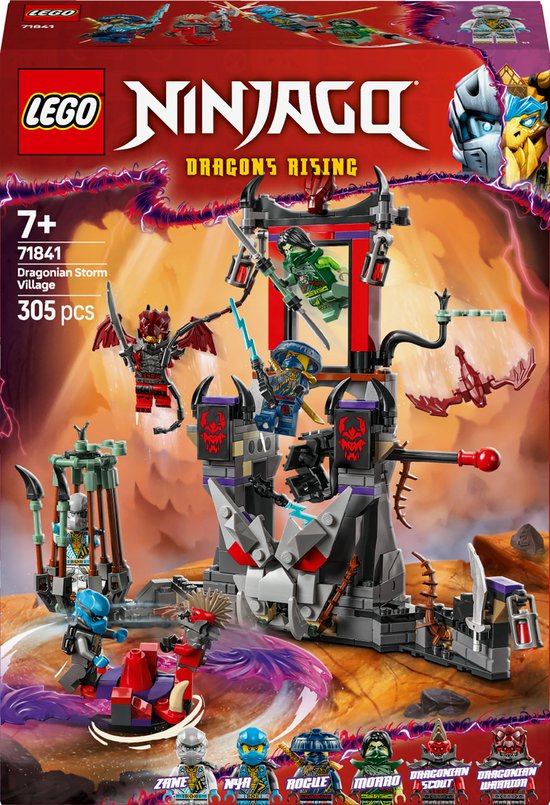 LEGO® NINJAGO® Draconisch dorp gevechtsarena speelset, bouwset voor kinderen met 6 minifiguren en een spinner - 71841 van Merkloos