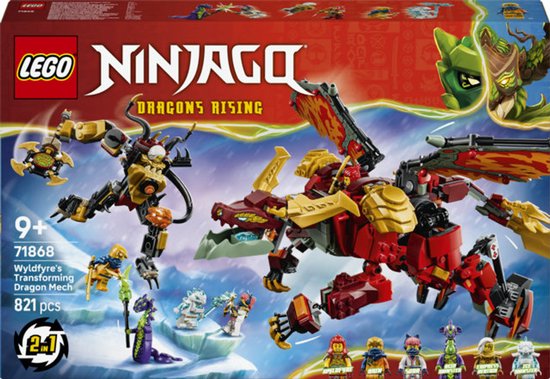 LEGO® NINJAGO® Wyldfyre's Transformerende Drakenmecha - Bouwspeelgoed voor Kinderen Vanaf 9 Jaar - Actiefiguren uit de TV-Serie - Fantasierijke Cadeautip voor Jongens en Meisjes - 71868 van Merkloos