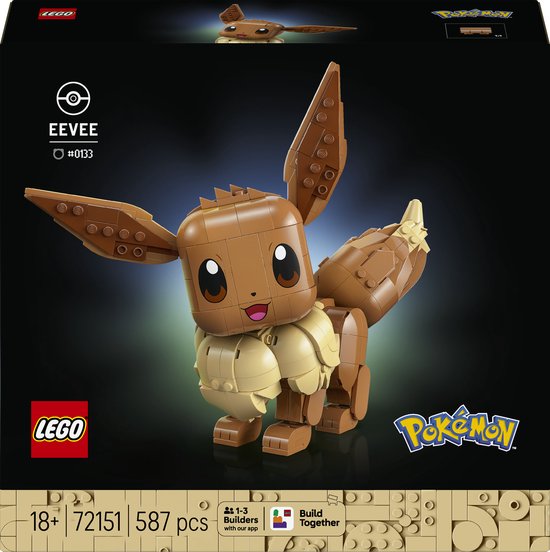 LEGO Pokémon Eevee Bouwpakket voor Volwassenen met Dieren Figuur - 72151 van Merkloos
