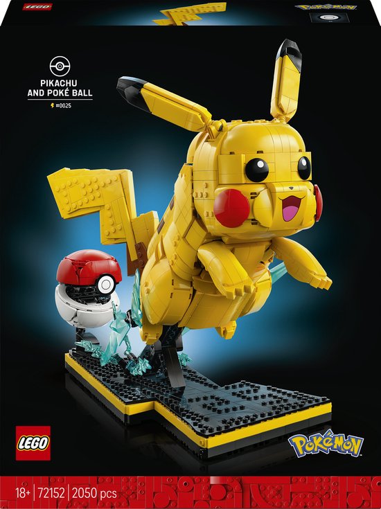 LEGO Pokémon Pikachu en Pokéball Bouwpakket voor Volwassenen en Woondecoratie - 72152 van Merkloos