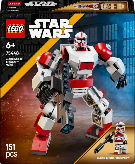 LEGO® Star Wars™ Clone Shock Trooper™ Mecha Speelset – Snel te Bouwen Verstelbare Actiefiguur met een LEGO Minifiguur - Klein Star Wars Cadeautje voor Kinderen Vanaf 6 Jaar - 75448 van Merkloos