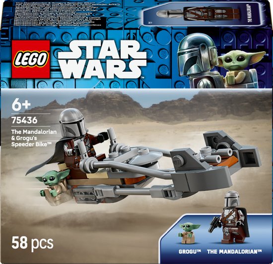 LEGO® Star Wars™ De Mandalorian en Grogu's Speederbike Bouw- en Speelset - Voertuig en 2 Star Wars Personages voor Actiespel - Cadeautje voor Kinderen en Fans Vanaf 6 Jaar - 75436 van Merkloos