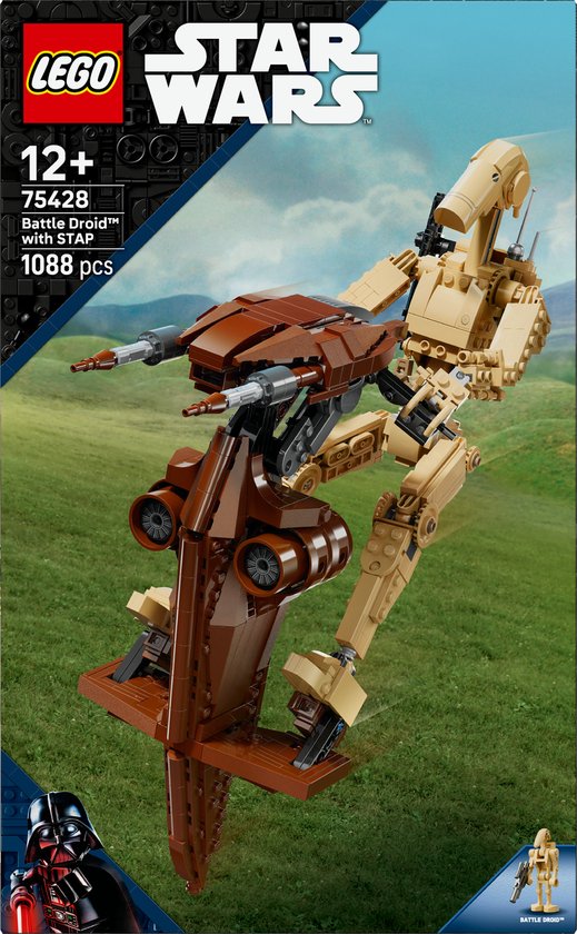 LEGO® Star Wars: The Phantom Menace™ Battle Droid™ met STAP, Bouwbare Verstelbare Figuur, Cadeau voor Jongens, Meisjes en Fans, Bouw- en Displaymodel voor Kinderen 75428 van LEGO