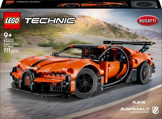 LEGO® Technic Bugatti Chiron Pur Sport Hypercar - Racewagenspeelgoed met Besturing, Openende Deuren en Motorkap, W16-motor - Bouwset voor Kinderen Vanaf 9 jaar - 42222 van Merkloos