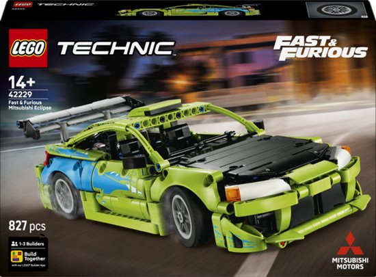 LEGO® Technic Fast and Furious Mitsubishi Eclipse Auto Bouwset - Inclusief Racefuncties, Besturing, Motor, Zuigers, 2 NOS-Flessen - Cadeautip voor Tieners Vanaf 14 Jaar - 42229 van Merkloos