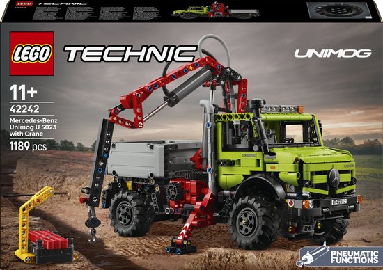 LEGO® Technic Mercedes-Benz Unimog U 5023 met Kraan - Bouwspeelgoed voor Kinderen Vanaf 11 Jaar - Zware Truck met Vierwielaandrijving en Zuigermotor Cadeautip voor Jongens en Meisjes - 42242 van Merkloos