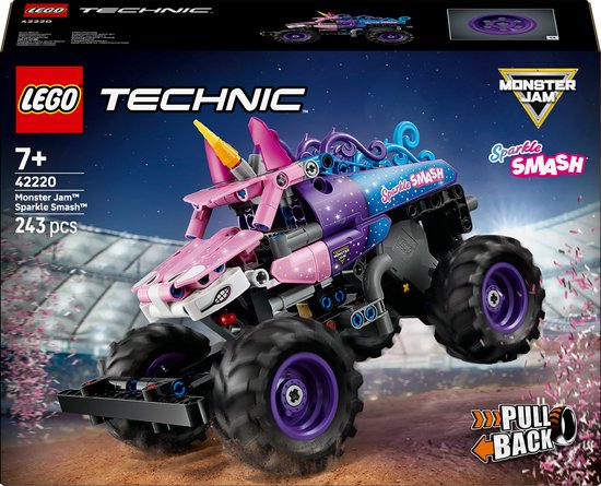 LEGO® Technic Monster Jam™ Sparkle Smash™ Pull-Back - Eenhoorn Monstertruck - Bouwspeelgoed voor Jongens en Meisjes Vanaf 7 Jaar - Verjaardagscadeau voor Autoliefhebbers - 42220 van Merkloos