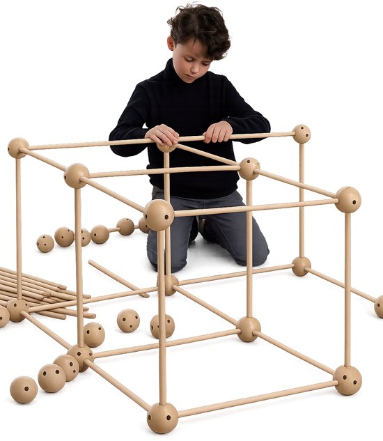 Les Petits Ingéniers - Montessori Bouwset - Hout - 95 Delen van Merkloos