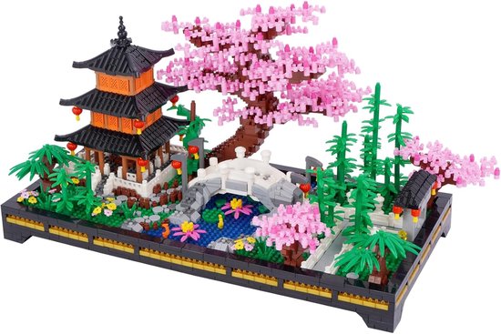 Lezi Nanoblocks Japanse bloemen tuin | Botanical Bonsai | Sakura Flowers Collection | Classic Creator STEM speelgoed bouwpakket niet compatibel met lego mould king sluban mega | Architecture modelbouw voor volwassenen en kinderen | 2805 bloks van Lezi