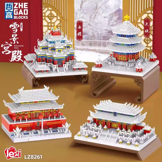 Lezi Snow Palace - Nanoblocks / miniblocks - Bouwset / 3D puzzel - 5200+ bouwsteentjes - Lezi LZ8261 van Lezi