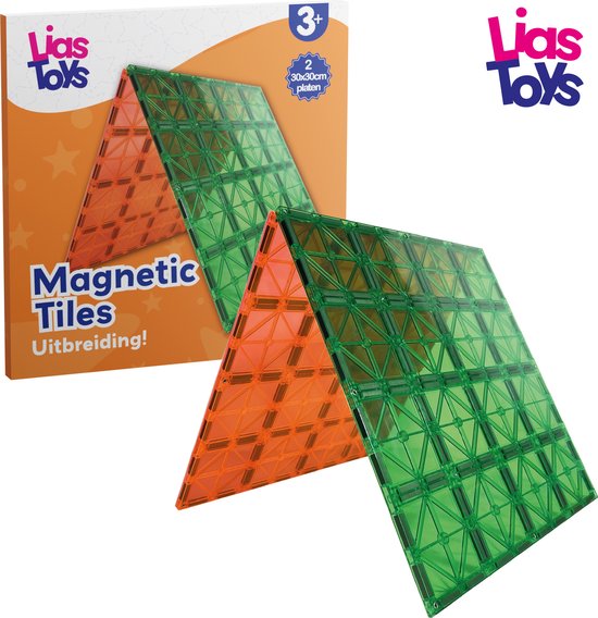LiasToys Basisplaten 2 stuks - Magnetic Tiles - Magnetisch speelgoed - Montessori speelgoed - Bouwplaat - STEM speelgoed - Open ended - 30x30cm - Cadeau kind - Speelgoed 3 jaar t/m 12 jaar van LiasToys®