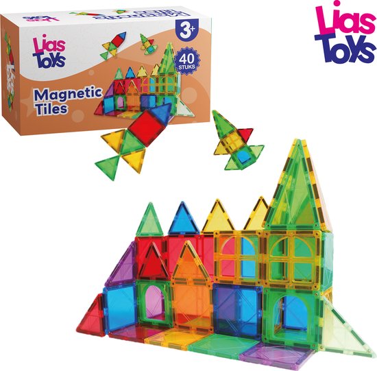 LiasToys® - Magnetisch speelgoed - 40 stuks - Magnetische tegels - Constructie speelgoed - Montessori speelgoed - Open ended - Magnetic tiles - Magnetic toys - Bouw je Magna wereld van LiasToys®