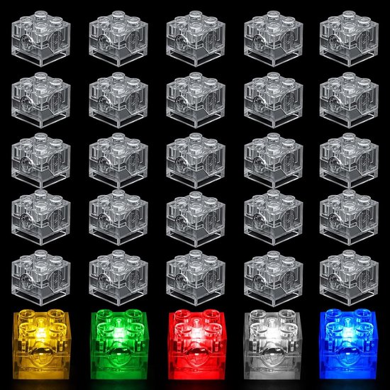 Lichtgevende Bouwstenen - LED Stenen - Creatief Spelen - Transparant Design - 30 stuks - 5 kleuren van Merkloos
