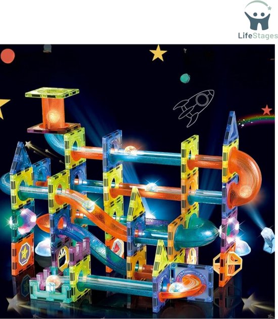 LifeStages - Knikkerbaan Magnetisch - Magnetische Bouwstenen Deluxe - Educatief Speelgoed - Montessori Kinderen Speelgoed Creatieve Geschenken - Jongens En Meisjes Van 3 - 8 Jaar van LifeStages