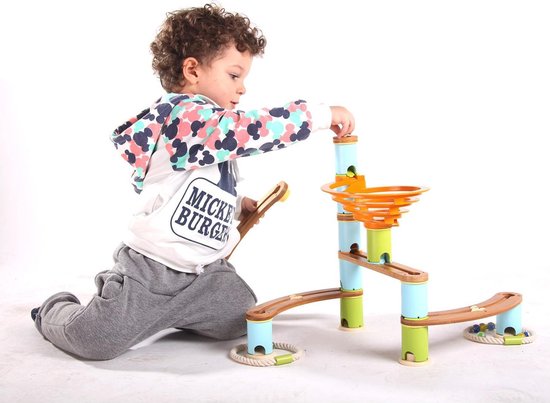 LOEF - educatieve knikkerbaan - bamboe eco+ - marble mania van Merkloos
