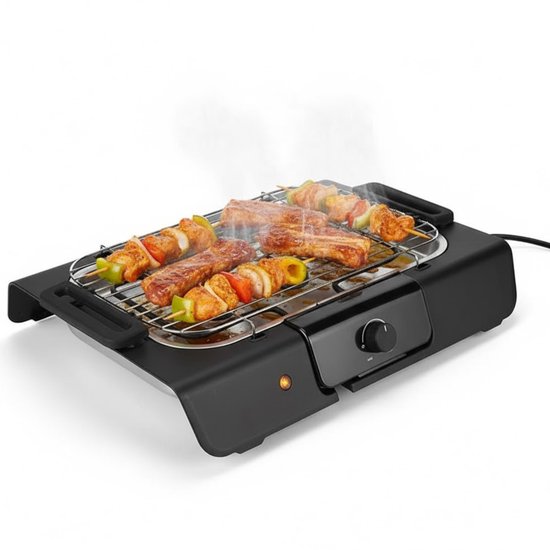 Lomera Elektrische BBQ - Elektrische Barbecue - Tafel Barbecue - Grillplaat - Afneembaar Grillrooster - Rvs En Kunststof - Metalen Waterreservoir - Regelbare Thermostaat - Veiligheidsvergrendeling - Indicatielampje van Lomera