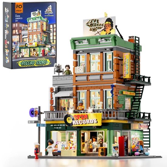 Lumibricks Record Store Bouwpakket - Met LED verlichting - Miniatuur huisjes - DIY modelbouw met 1980 bouwstenen - Bouwpakketten volwassenen - Bouwdoos F9058 van Merkloos