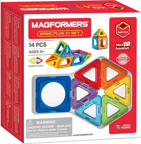 Magformers Basic Plus Set- bouwset 14 stuks- magnetisch speelgoed- speelgoed 3,4,5,6,7 jaar jongens en meisjes– Montessori speelgoed- educatief speelgoed- constructie speelgoed van Magformers
