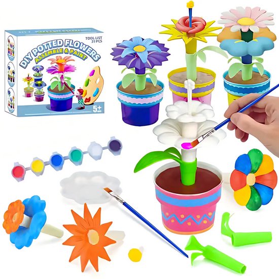 Magic Flower Pot - bloemen bouw en verf set - knutselen meisjes - knutselen voor kinderen - speelgoed 3 jaar - speelgoed 4 jaar - Interactief Speelgoed - feestartikelen - kinderspeelgoed - 3 tot 12 jaar van Bunchems