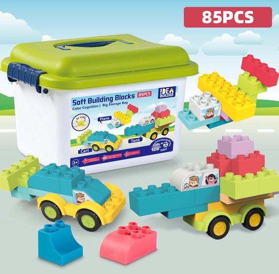 Magic Soft Blokken 85pcs - Stapelblokken voor kinderen-Bouw en ontdek met deze betoverende zachte bouwblokken van Little Dutch