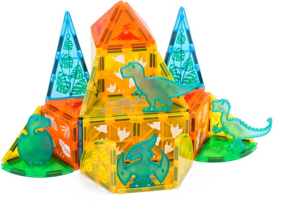 Magna Minds - Magnetic Tiles - Dino - Magnetisch Speelgoed - 104 stuks - Constructie speelgoed - Magnetische tegels - Montessori speelgoed - Magnetic toys - Magnetische bouwstenen - Speelgoed Kinderen van Magna Minds