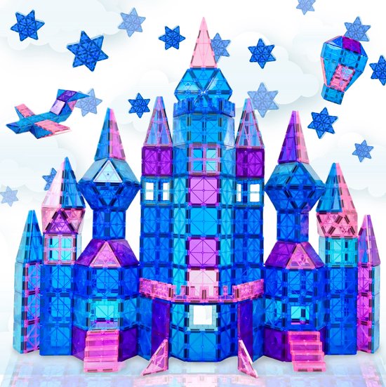 Magna Minds - Magnetic Tiles - Ice prince/princess - Magnetisch Speelgoed - 61 stuks - Constructie speelgoed - Magnetische tegels - Montessori speelgoed - Magnetic toys - Magnetische bouwstenen - Speelgoed Kinderen van Magna Minds