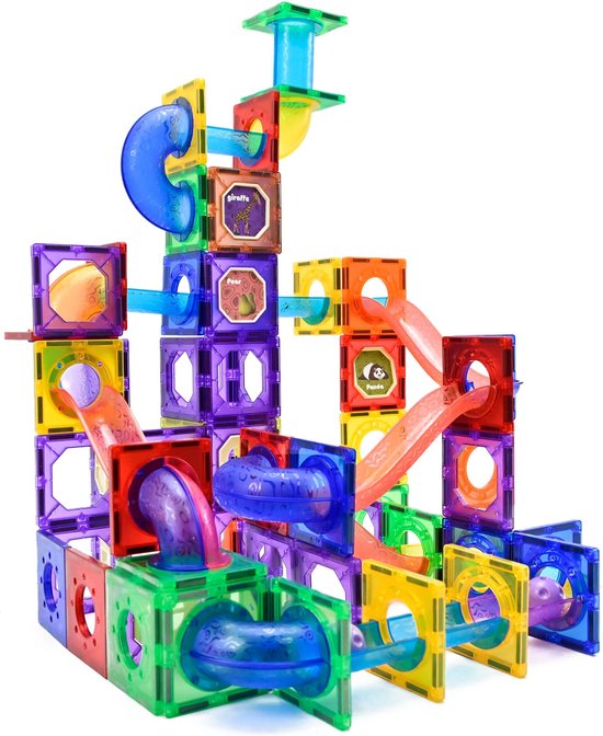 Magna Minds - Magnetic Tiles - Knikkerbaan - 105 stuks - Magnetisch Speelgoed - Constructie speelgoed - Magnetische tegels - Montessori speelgoed - Magnetic toys - Magnetische bouwstenen - Speelgoed Kinderen van Magna Minds