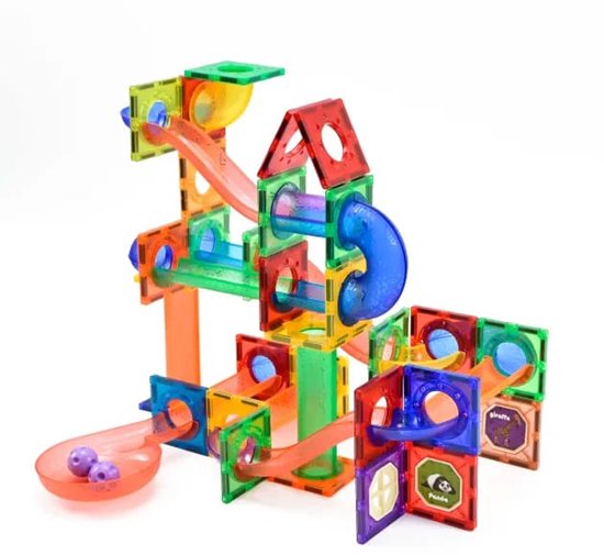 Magna Minds - Magnetic Tiles - Knikkerbaan - 125 stuks - Magnetisch Speelgoed - Constructie speelgoed - Magnetische tegels - Montessori speelgoed - Magnetic toys - Magnetische bouwstenen - Speelgoed Kinderen van Magna Minds