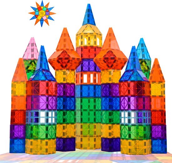 Magna Minds - Magnetic Tiles- Magnetisch Speelgoed – 135 stuks - Constructie speelgoed - Magnetische tegels - Montessori speelgoed - Magnetic toys - Magnetische bouwstenen - Speelgoed Kinderen van Magna Minds