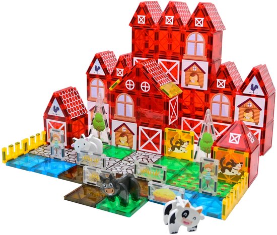 Magna Minds - Magnetic Tiles - Magnetisch Speelgoed - Boerderij - Constructie speelgoed - Magnetische tegels - Montessori speelgoed - Magnetic toys - Magnetische bouwstenen - Speelgoed Kinderen van Magna Minds