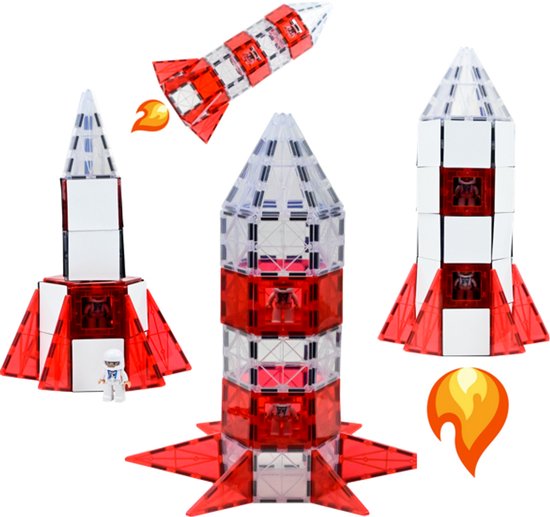 Magna Minds - Magnetic Tiles - Raket - Magnetisch Speelgoed – 93 stuks - Constructie speelgoed - Magnetische tegels - Montessori speelgoed - Magnetic toys - Magnetische bouwstenen - Speelgoed Kinderen van Magna Minds