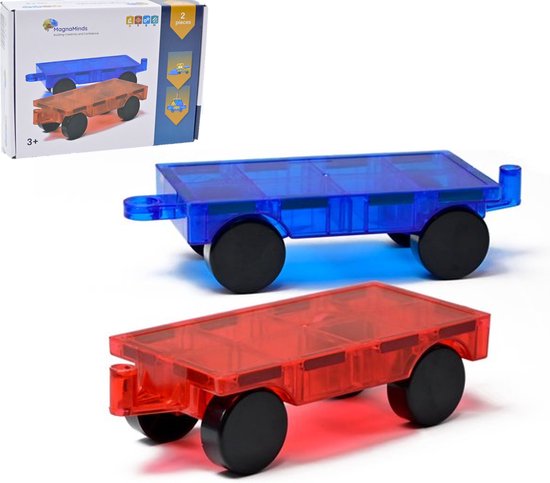 Magna Minds - Magnetisch Speelgoed - Uitbreidingsset - Auto onderstellen - 2 stuks - Magnetic Tiles - Constructie speelgoed - Magnetische tegels - Montessori speelgoed - Magnetic toys - Magnetische bouwstenen - Speelgoed Kinderen van Magna Minds