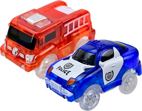 Magna Minds - Magnetisch Speelgoed - Uitbreidingsset - Racebaan auto's - 2 stuks - Politie & Brandweer - Magnetic Tiles - Constructie speelgoed - Magnetische tegels - Montessori speelgoed - Magnetic toys - Magnetische bouwstenen - Speelgoed Kinderen van Merkloos