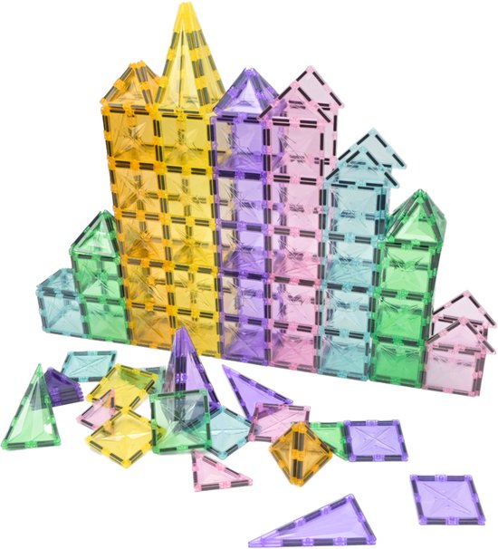 Magna Minds - Star Pastel - Magnetic Tiles- Magnetisch Speelgoed – 41 stuks - Constructie speelgoed - Magnetische tegels - Montessori speelgoed - Magnetic toys - Magnetische bouwstenen - Speelgoed Kinderen van Magna Minds
