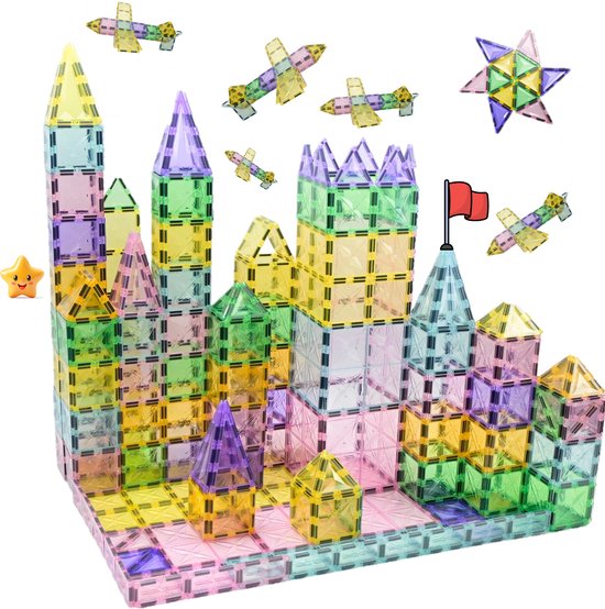 Magna Minds - Star Pastel - Magnetic Tiles- Magnetisch Speelgoed – 70 stuks - Constructie speelgoed - Magnetische tegels - Montessori speelgoed - Magnetic toys - Magnetische bouwstenen - Speelgoed Kinderen van Magna Minds
