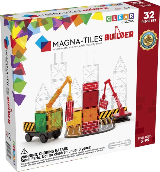 Magna Tiles - Builder Bouwplaats Set - Magnetisch Speelgoed 32st van Magna-Tiles