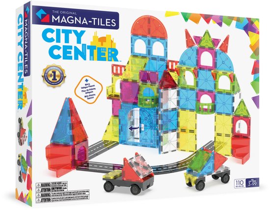 MAGNA-TILES City Center 110-delige set - magnetisch bouw speelgoed - magnetische tegels - open einde speelgoed - educatief constructie van Merkloos