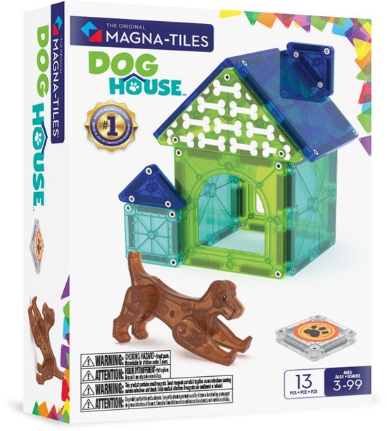 MAGNA-TILES Dog House 13-delige dierenset - magnetisch bouw speelgoed - magnetische tegels - open einde speelgoed van Merkloos