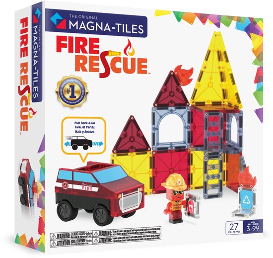 MAGNA-TILES Fire rescue 27-delige set - magnetisch bouw speelgoed - magnetische tegels - open einde speelgoed van Merkloos
