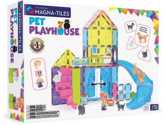 MAGNA-TILES Huisdieren speelhuis 50-delig – Magnetische Bouwset met Huisdieren – Magnetische tegels - Open einde speelgoed van Merkloos