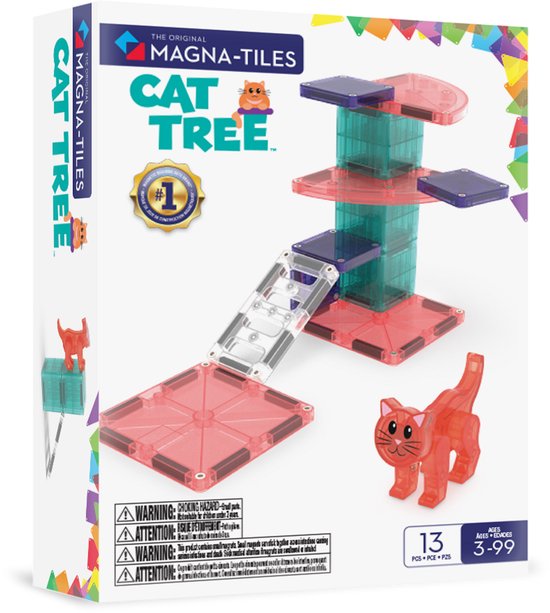 MAGNA-TILES Kattenboom 13-delige dierenset - magnetisch bouw speelgoed - magnetische tegels - open einde speelgoed van Merkloos