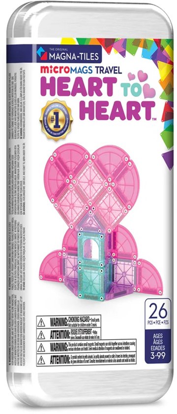 MAGNA - TILES® microMAGS Heart to Heart 26 Piece Travel Set van Magna-Tiles