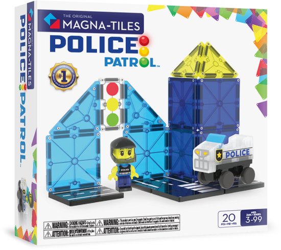 MAGNA-TILES Politie patrouille 20-delige set - magnetisch bouw speelgoed - magnetische tegels - open einde speelgoed van Merkloos