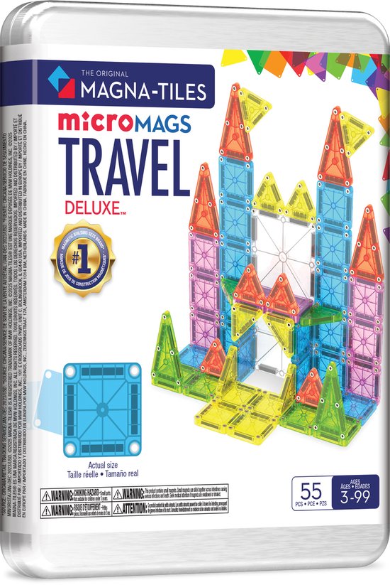 MAGNA-TILES Travel Set Deluxe 55-delige set - reisset - magnetisch bouw speelgoed - magnetische tegels - open einde speelgoed - vakantie speelgoed van Merkloos