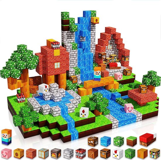 Magnetic Building Cubes - magnetisch - bouwen - 100 st - educatief - blokken - minecraft - speelgoed - kind van Merkloos