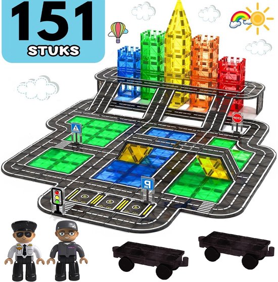 Magnetic Tiles - 151 stuks - Montessori speelgoed - Magnetische Bouwstenen - Magnetische tegels - Magnetisch Speelgoed - Cadeau kind - Magnetisch speelgoed bouwblokken - Magna - Constructie speelgoed - Minds - Speelgoed 3 jaar t/m 12 jaar – Playnetix van Playnetix