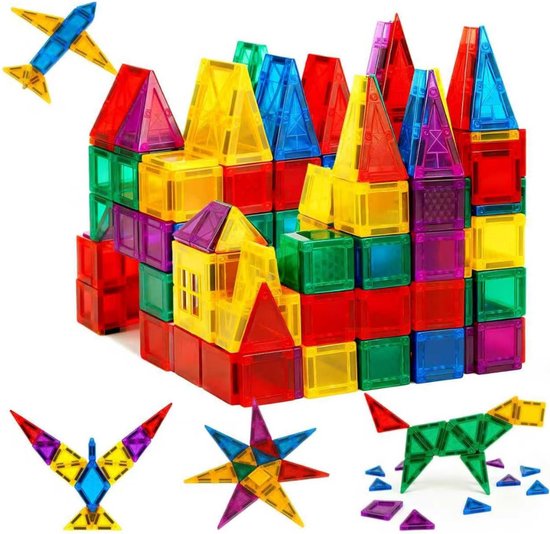 Magnetic Tiles Knikkerbaan - Magnetische Bouwstenen - 75 Stuks - Magna Tiles - Magnetisch Speelgoed Voor Kinderen - Magnetische Bouwstenen - 3/4/5/6 Jaar - Zintuiglijk Montessori-Bouwspelgoed van Merkloos