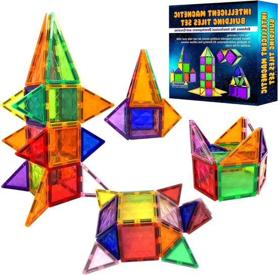 Magnetic Tiles Knikkerbaan - Magnetische Bouwstenen - STEM Magnetische Blokken Voor Kinderen - Kleuterschoolonderwijs - Zintuiglijke Montessori-Peuters - Magnetisch Speelgoed Voor Jongens En Meisjes Vanaf 3 Jaar van Merkloos